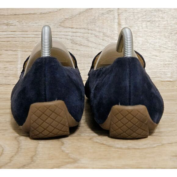 Talbots Suede Loafers Navy Blue Pointed Toe Driving Moccasins Womens Size 10W - Picture 5 of 8